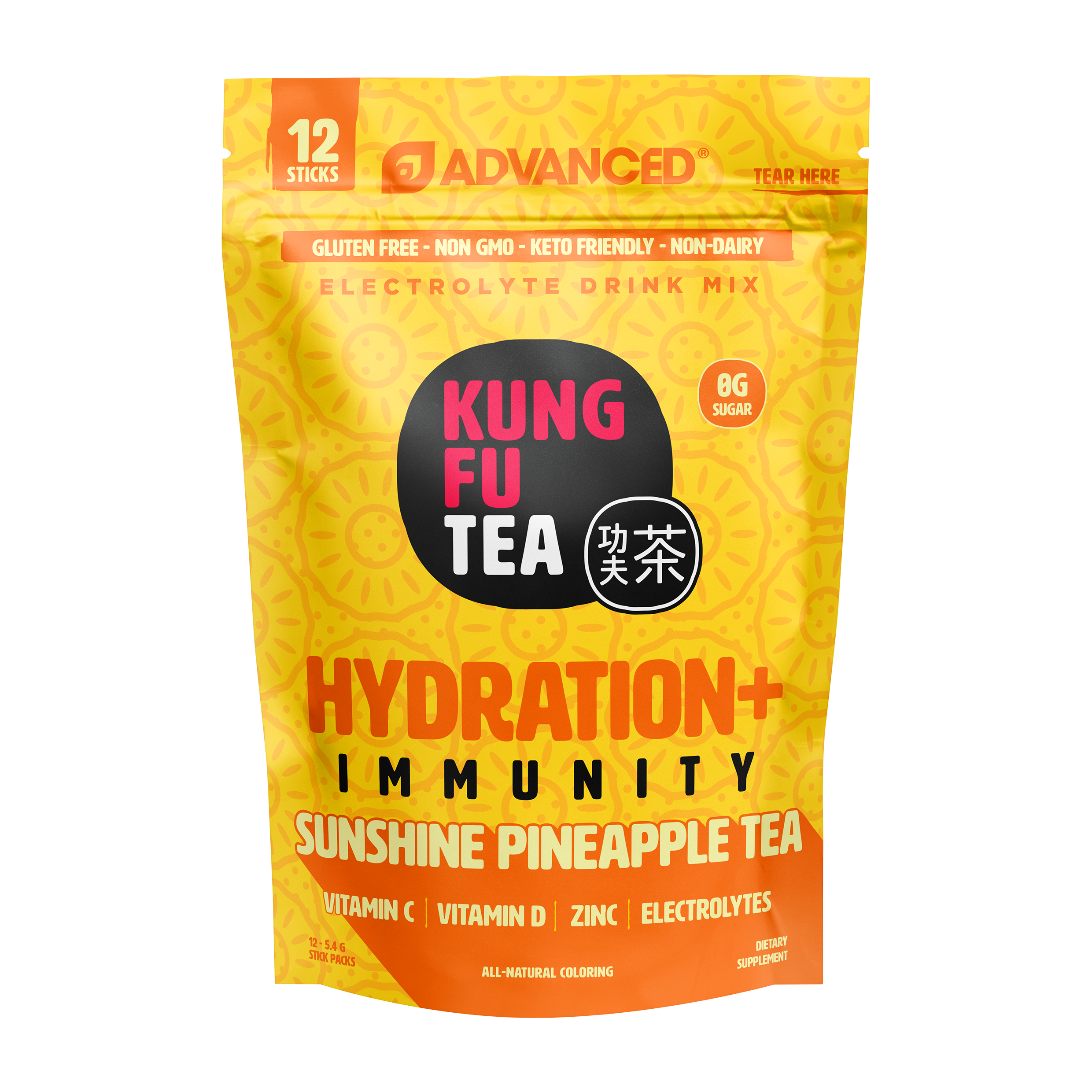 Immunity+ Hydration Kung Fu Tea Sunshine Pineapple Tea Stick Packs