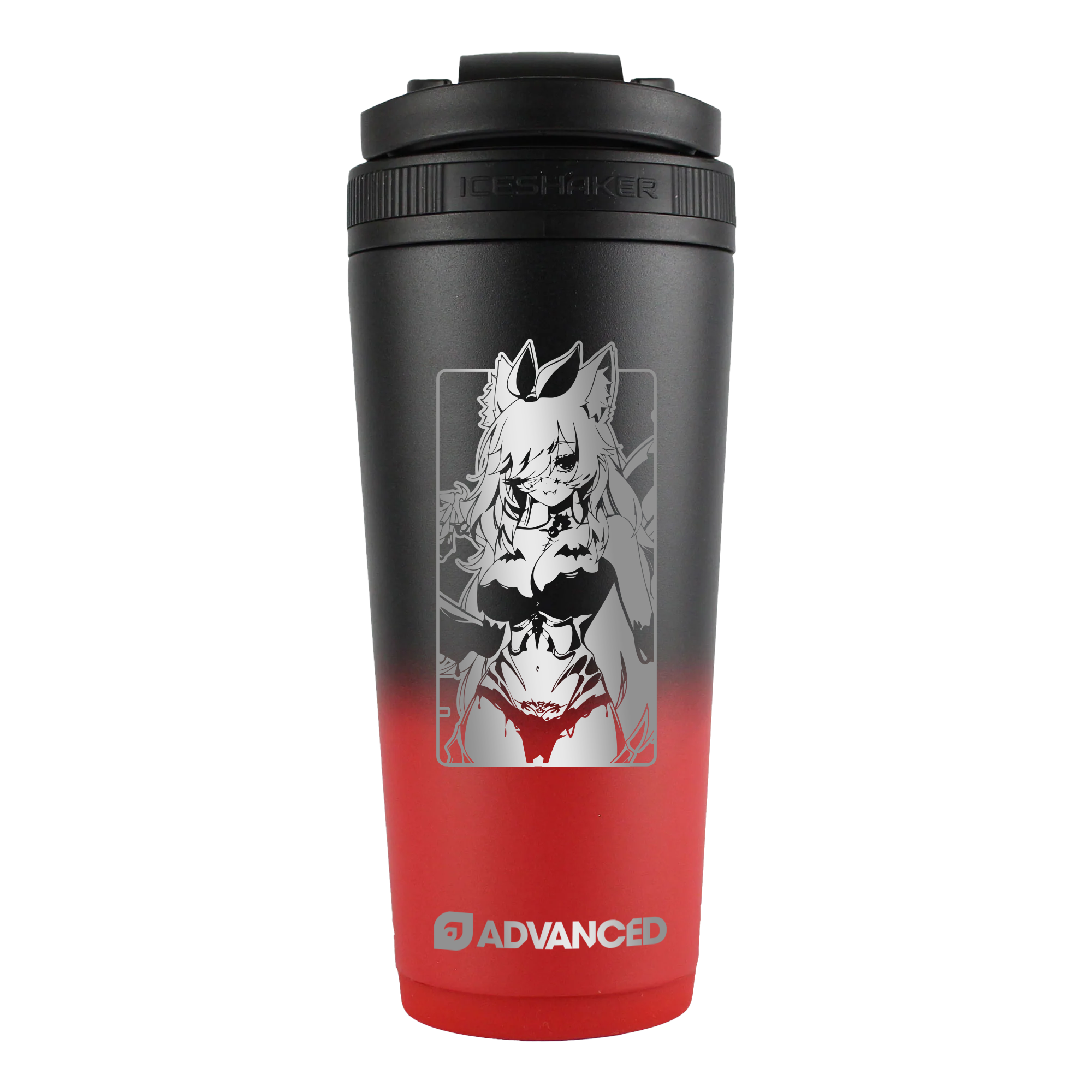Cherriglitch v2 Custom 26oz Ice Shaker - Red Black Ombre