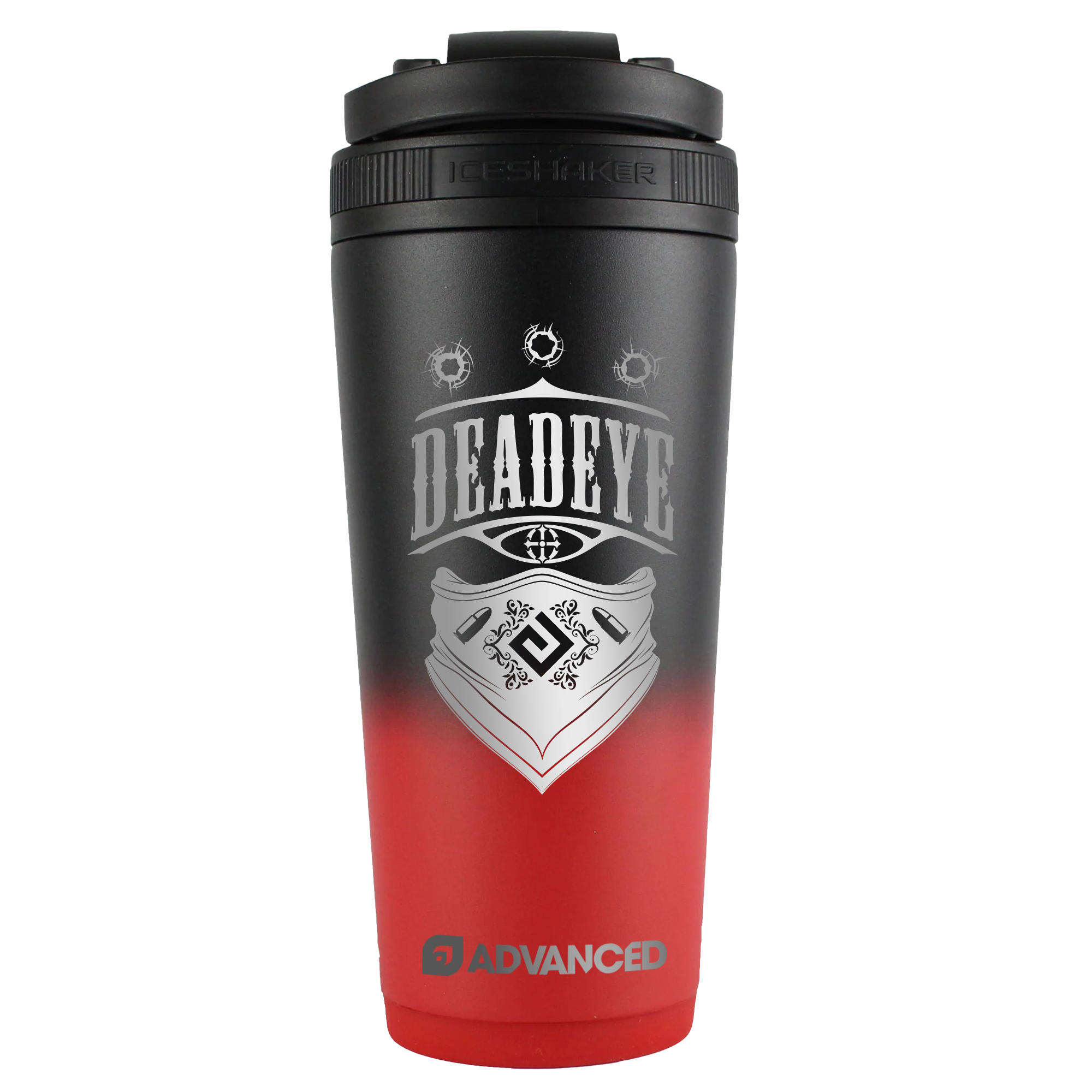 Deadeye Custom 26oz Ice Shaker - Red Black Ombre