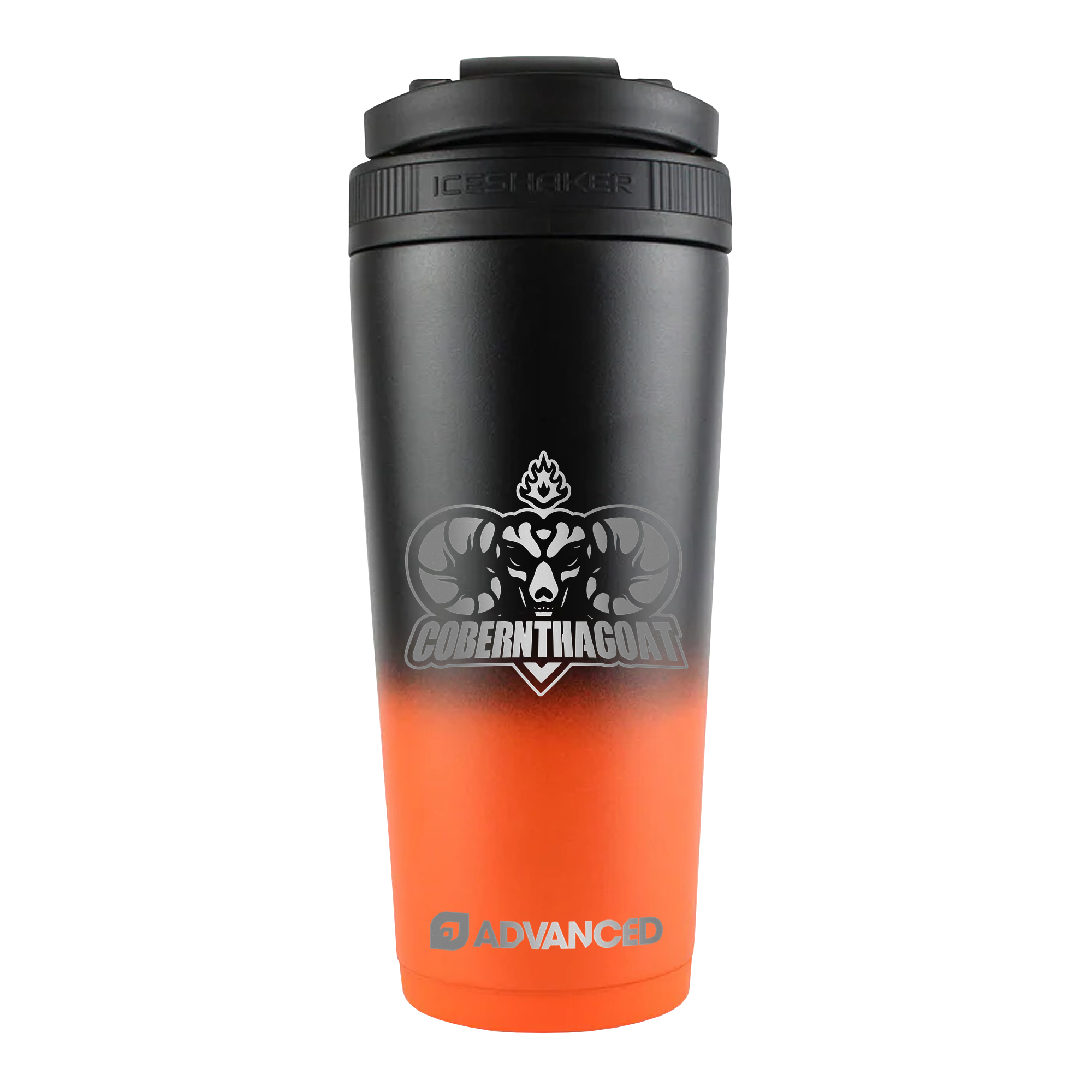CobernTheGoat Custom 26oz Ice Shaker - Orange Black Ombre