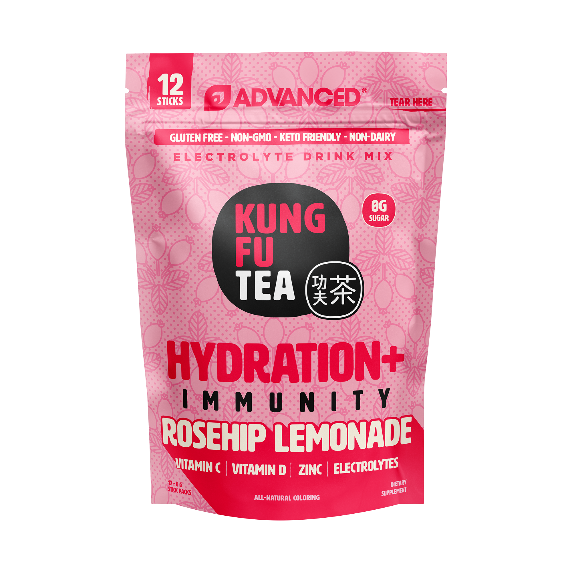 Immunity+ Hydration Kung Fu Tea Rosehip Lemonade Stick Packs