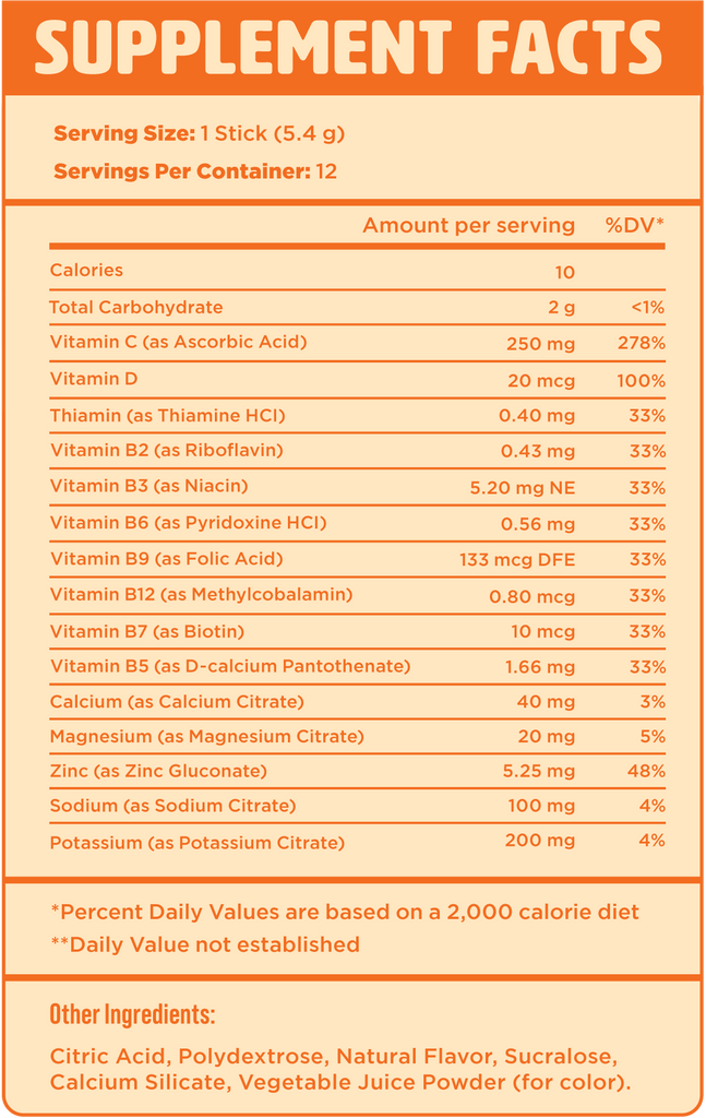 Immunity+ Hydration Kung Fu Tea Peach Oolong Tea Stick Packs