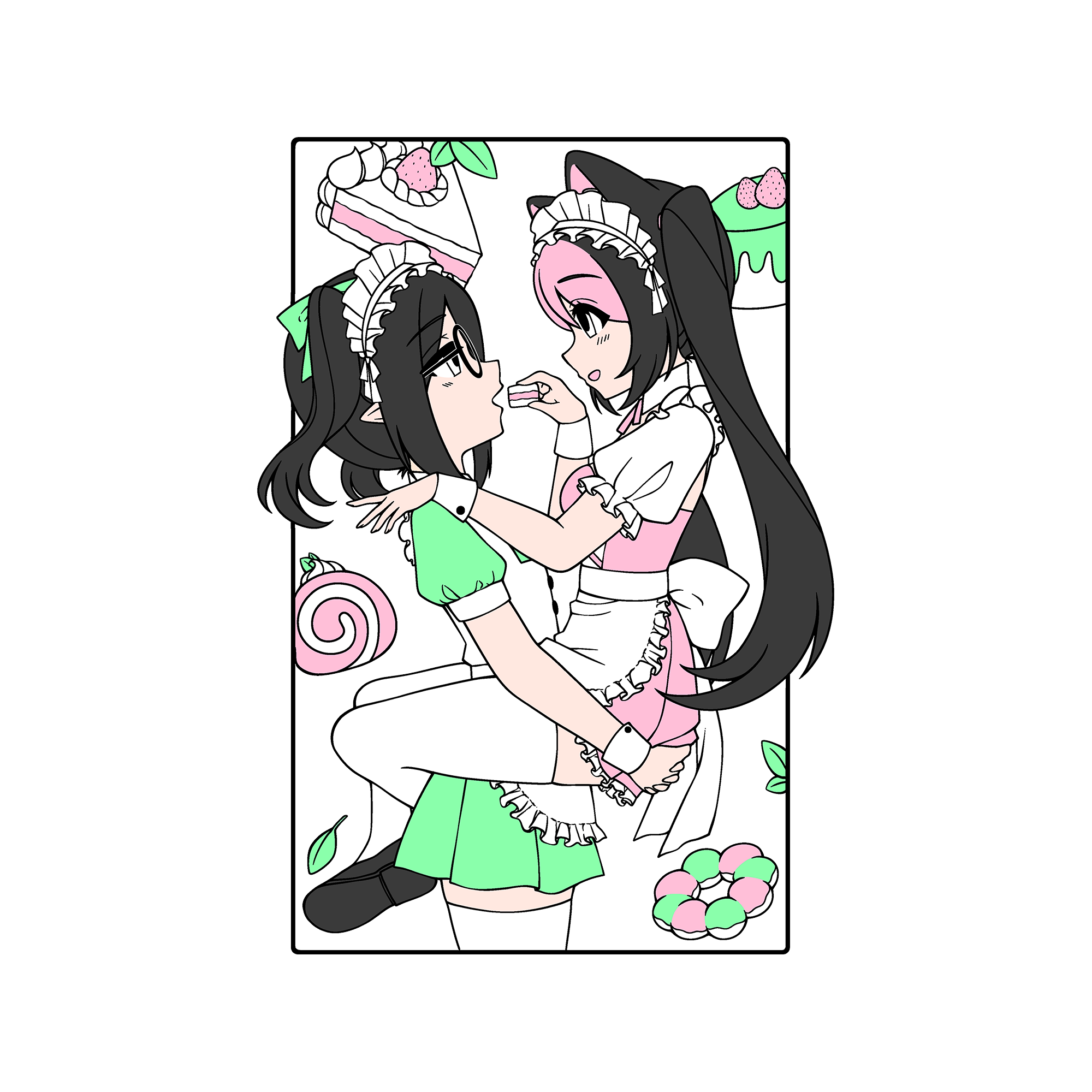 Rev and Strawb Maid Cafe - Sticker