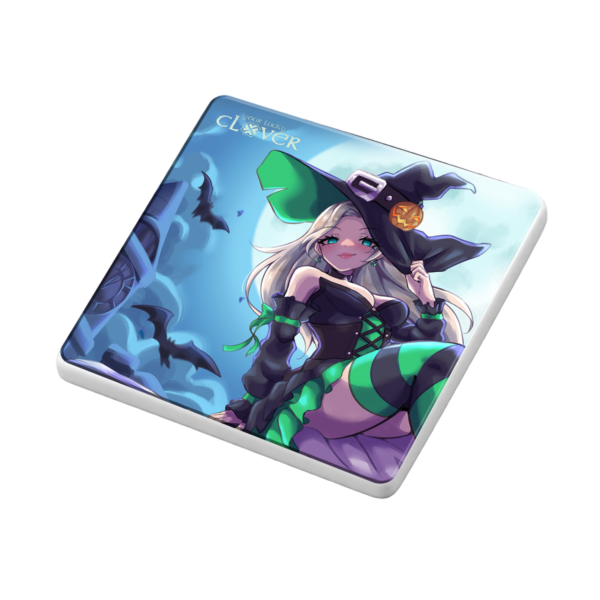 YourLuckyClover Halloween Ceramic Coaster