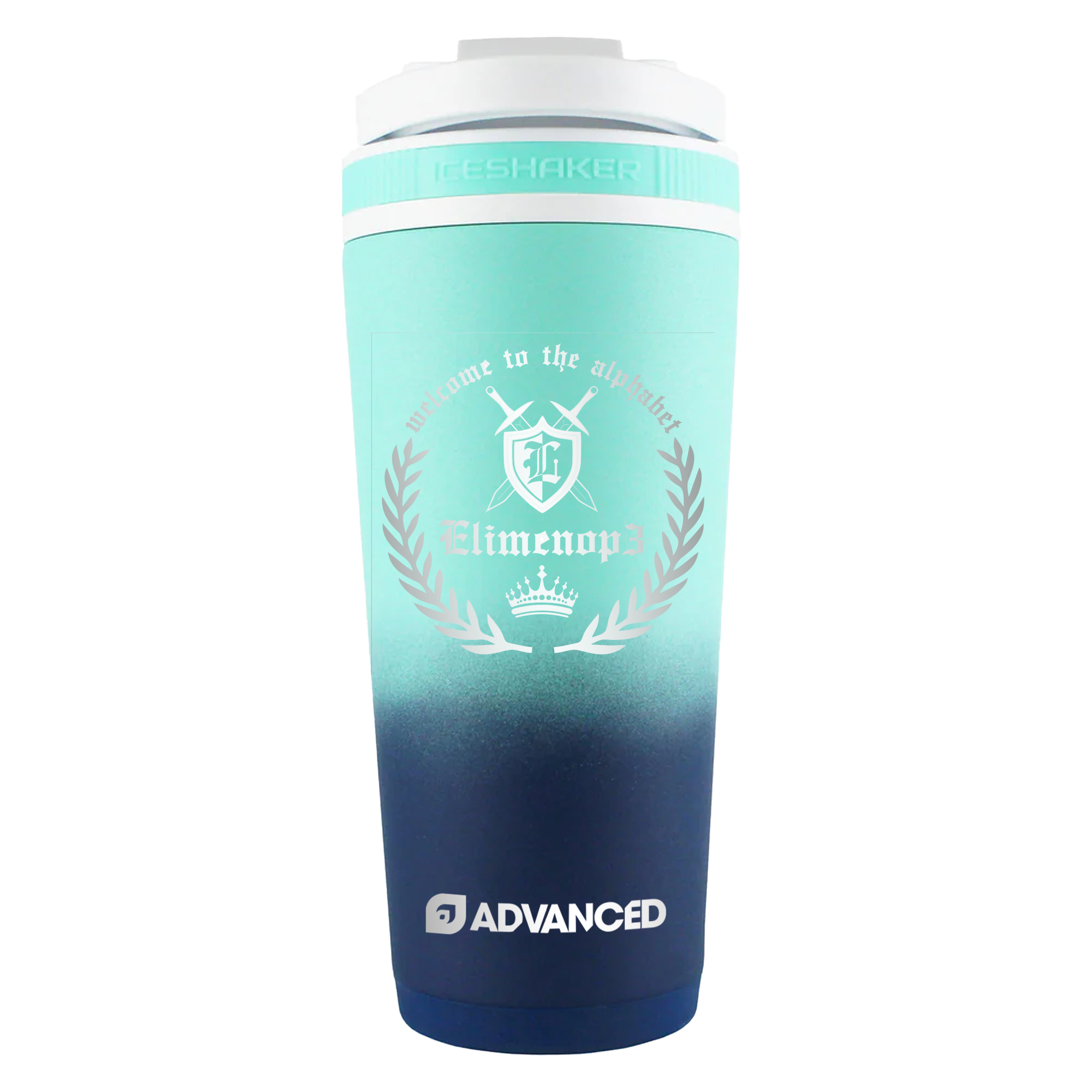 elimenop3 Custom 26oz Ice Shaker - Navy Mint Ombre