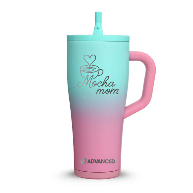 MochaMom V2 Custom 32oz Legend Series Ice Shaker - Pink Mint Ombre