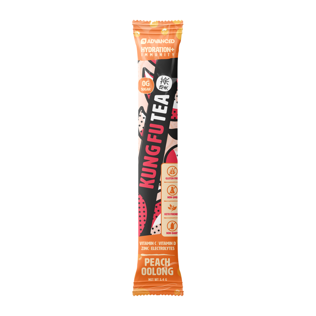 Immunity+ Hydration Kung Fu Tea Peach Oolong Tea Stick Packs