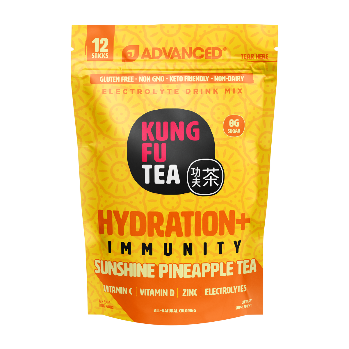 Immunity+ Hydration Kung Fu Tea Sunshine Pineapple Tea Stick Packs