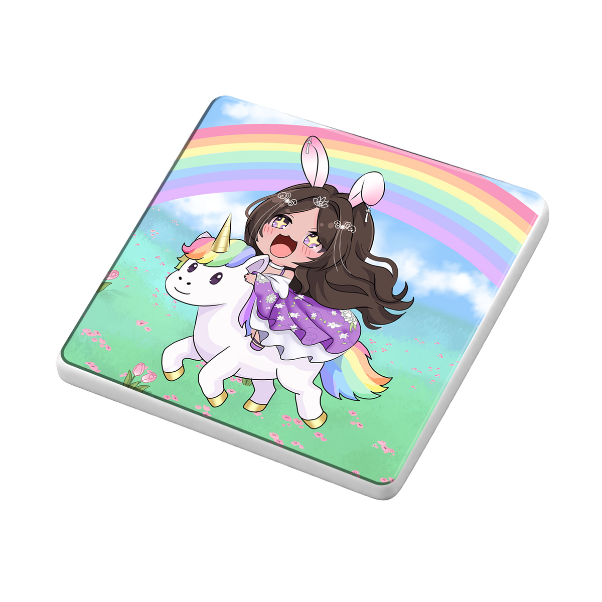BunnyWinterLily Ceramic Coaster