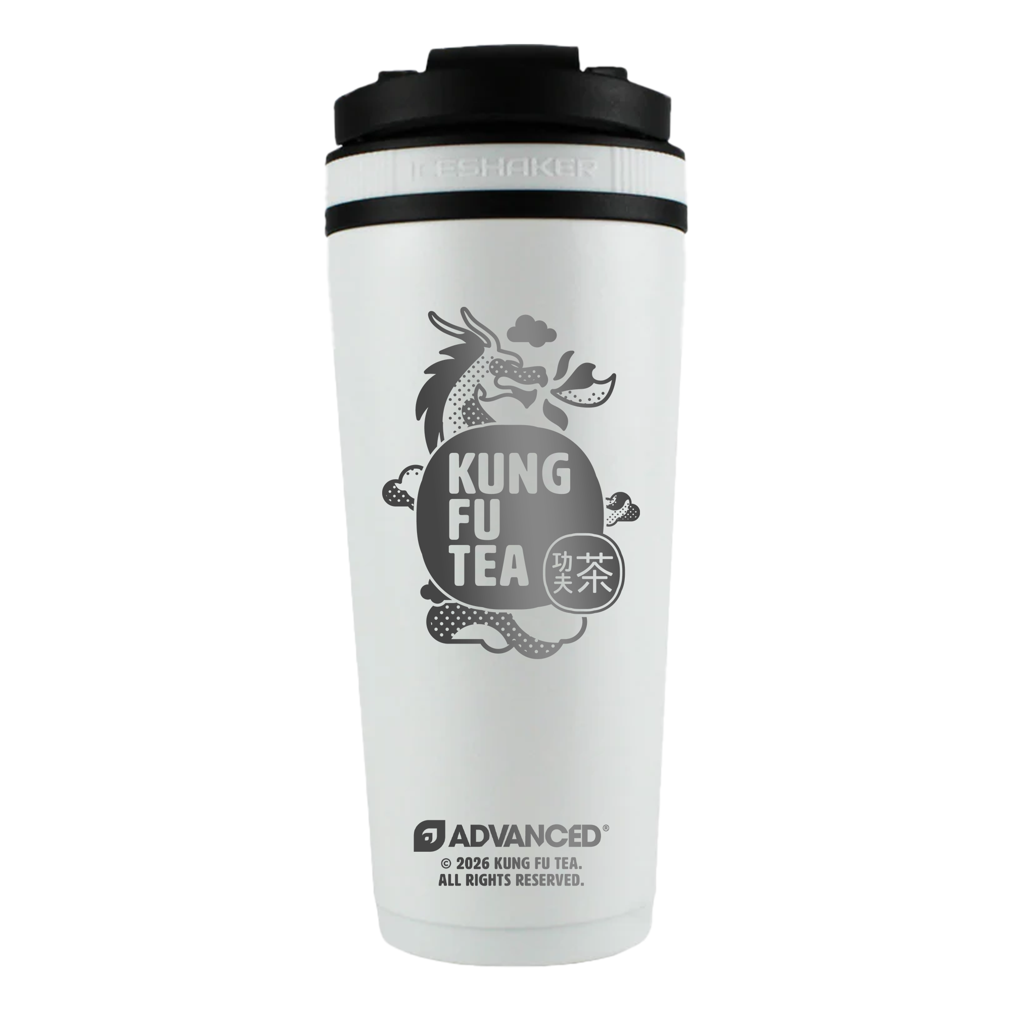 Kung Fu Tea Dragon 26oz Ice Shaker - White