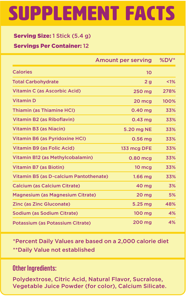 Immunity+ Hydration Kung Fu Tea Passionfruit Green Tea Stick Packs