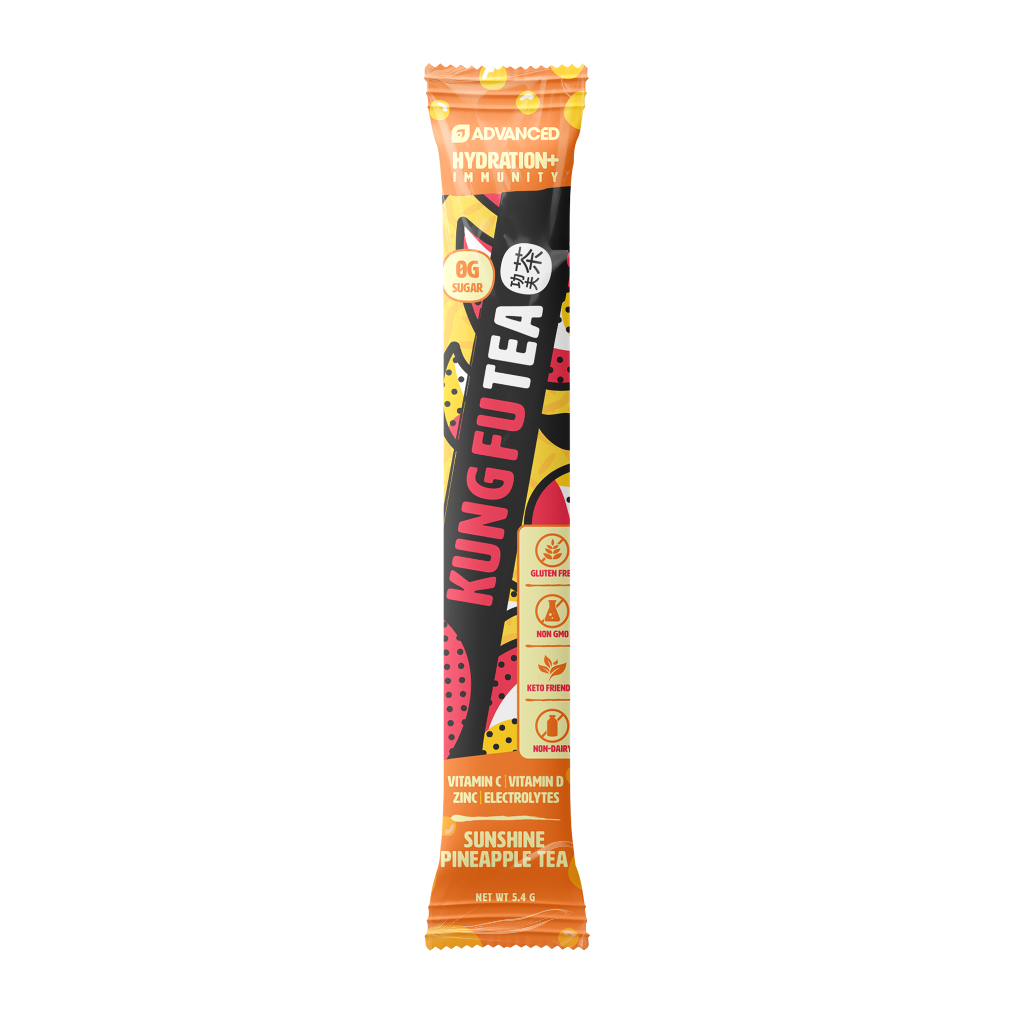 Immunity+ Hydration Kung Fu Tea Sunshine Pineapple Tea Stick Packs