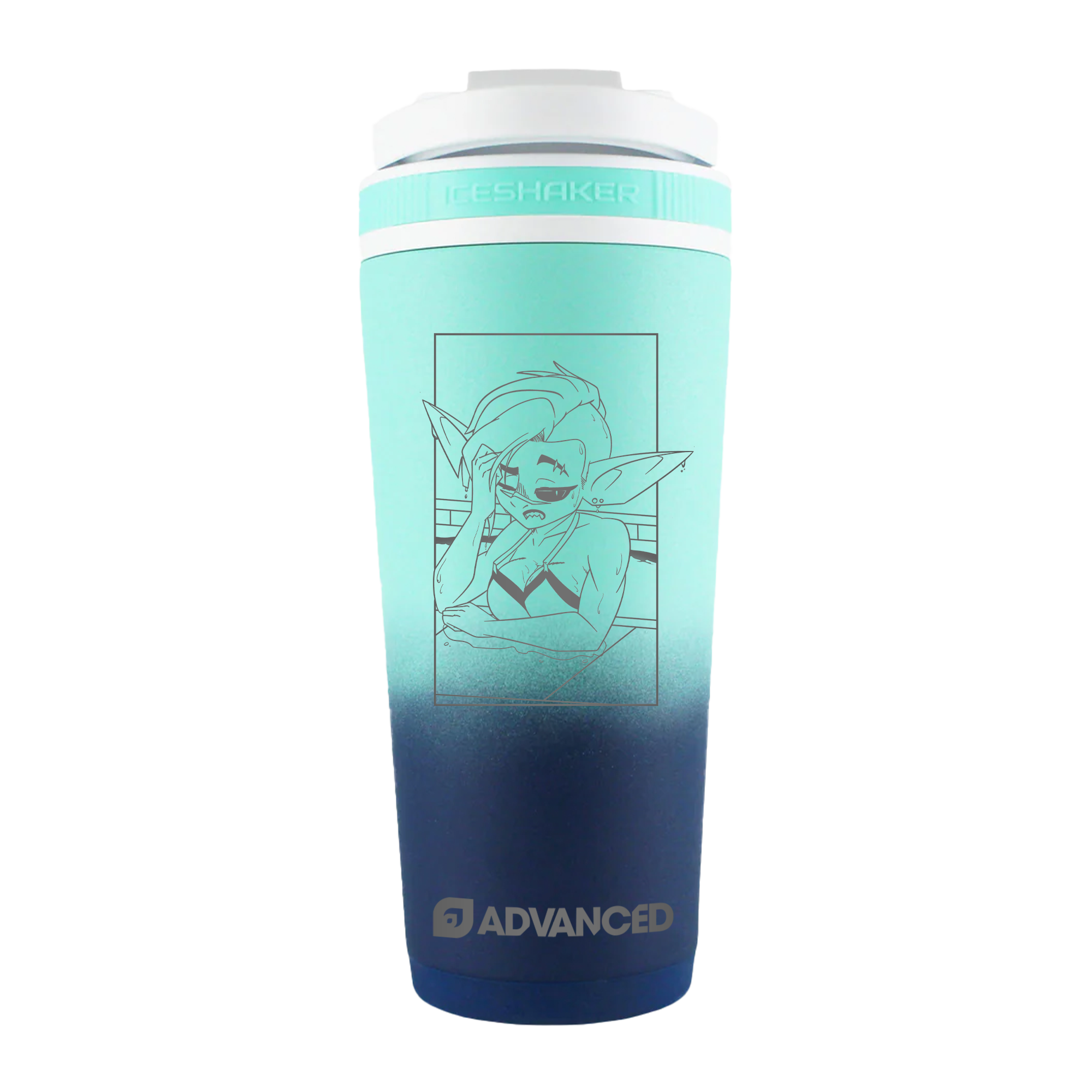 Tia Singer Custom 26oz Ice Shaker - Navy Mint Ombre