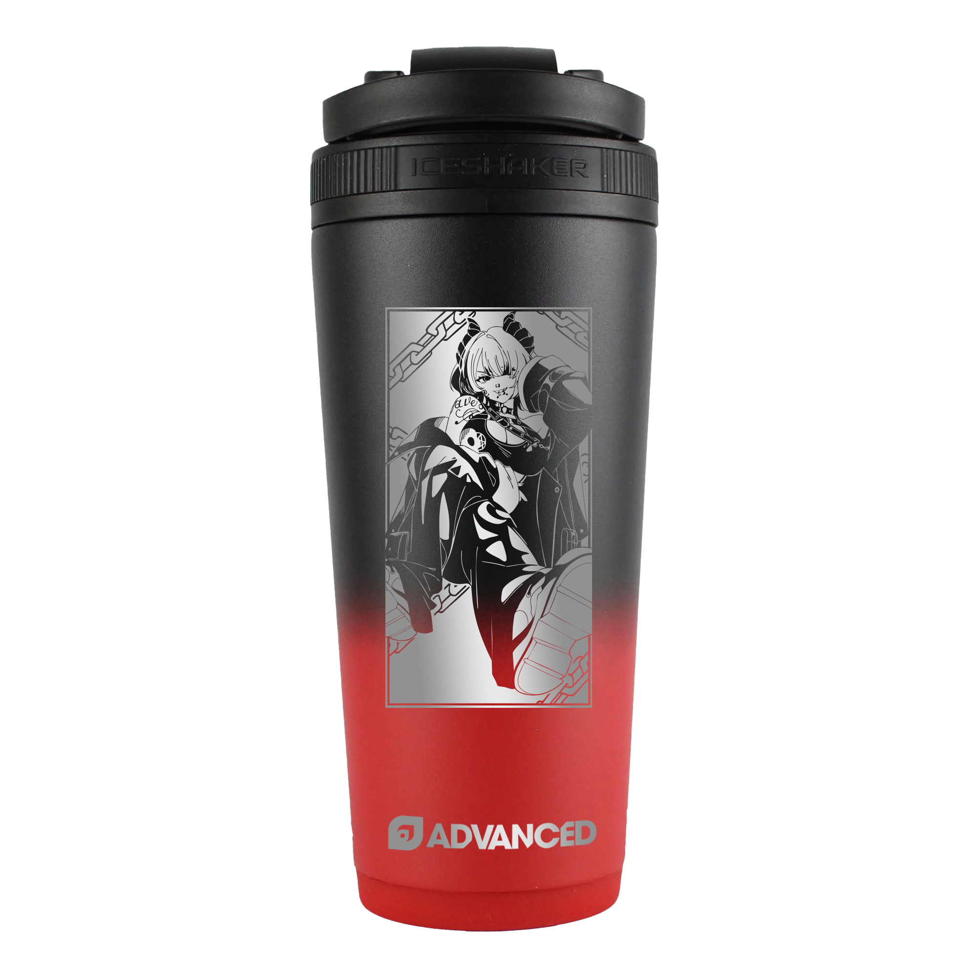 Vexmlk Custom 26oz Ice Shaker - Red Black Ombre