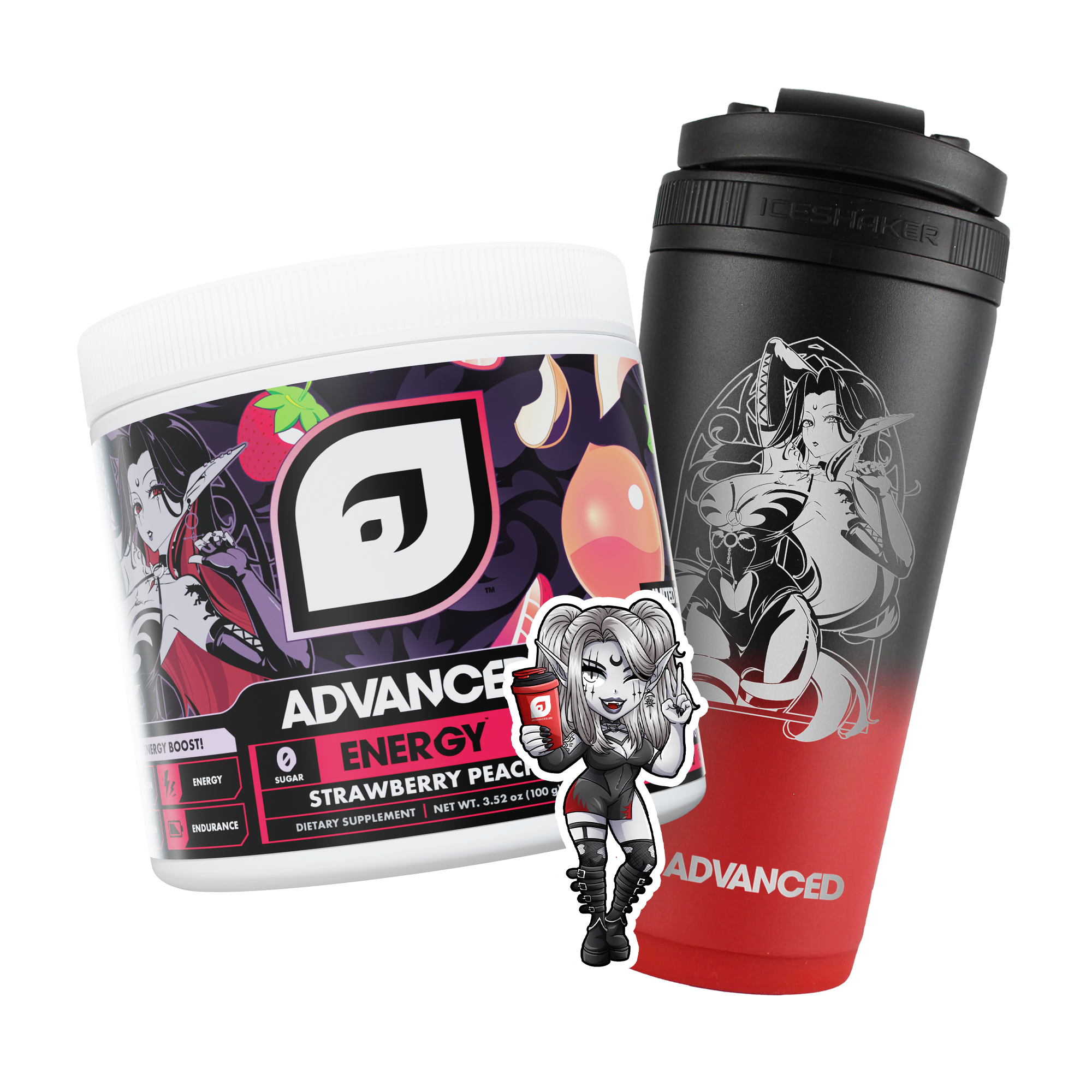 VampyKinz Strawberry Peach, Sticker and Ice Shaker Bundle