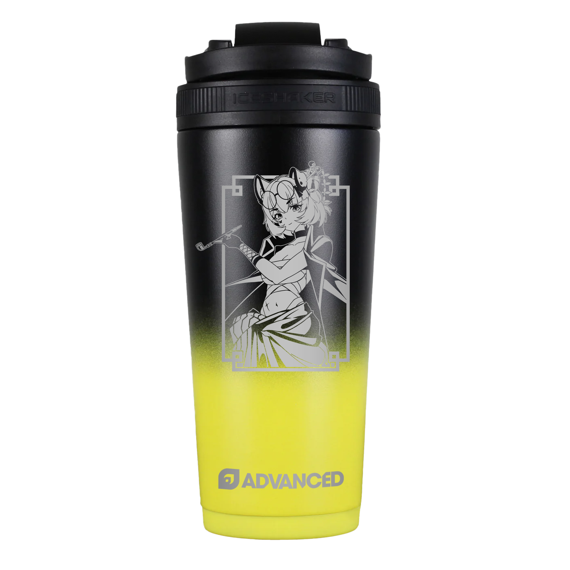 Renn Custom 26oz Ice Shaker - Yellow Black Ombre