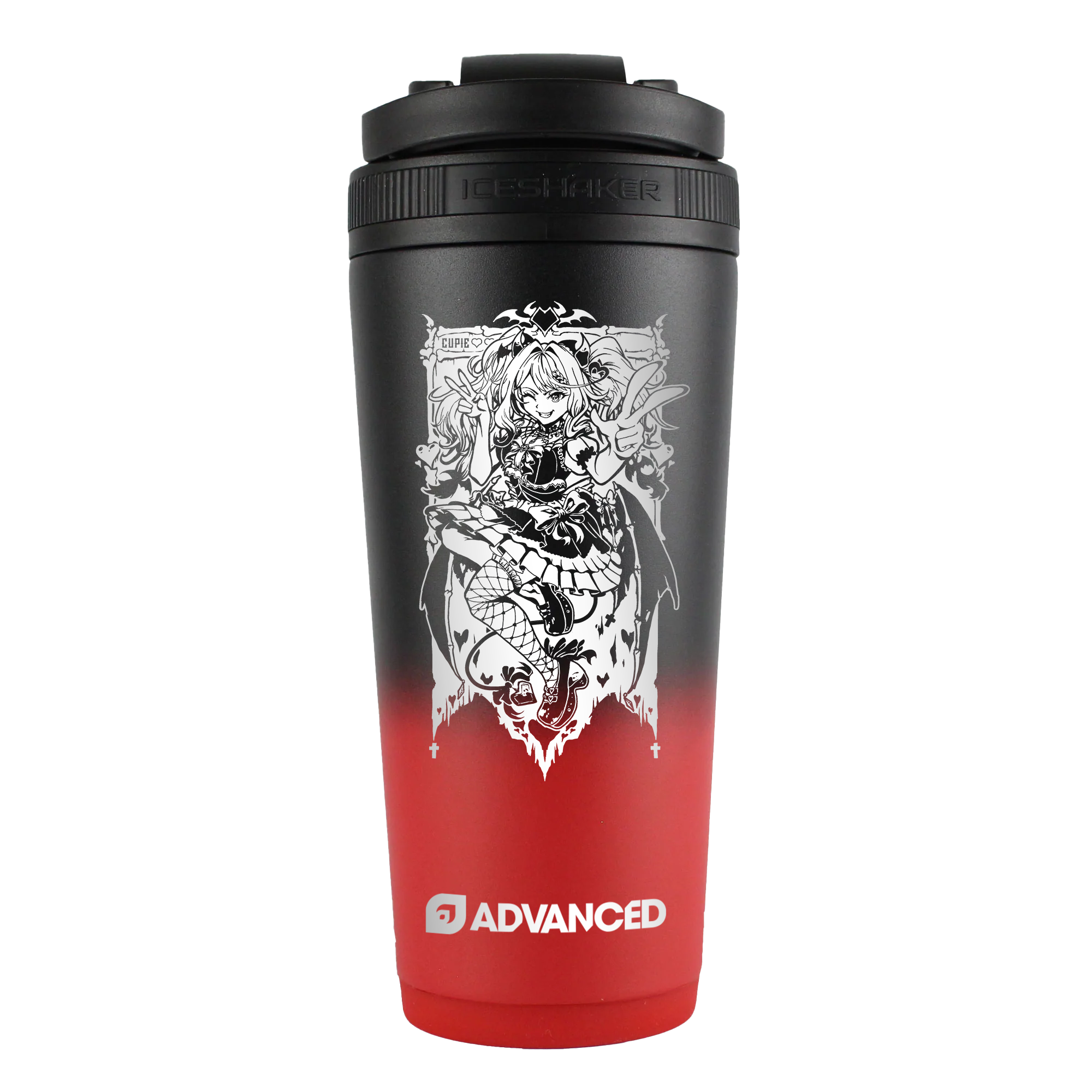 CupieVT ADVANCED 26oz Ice Shaker - Red Black Ombre