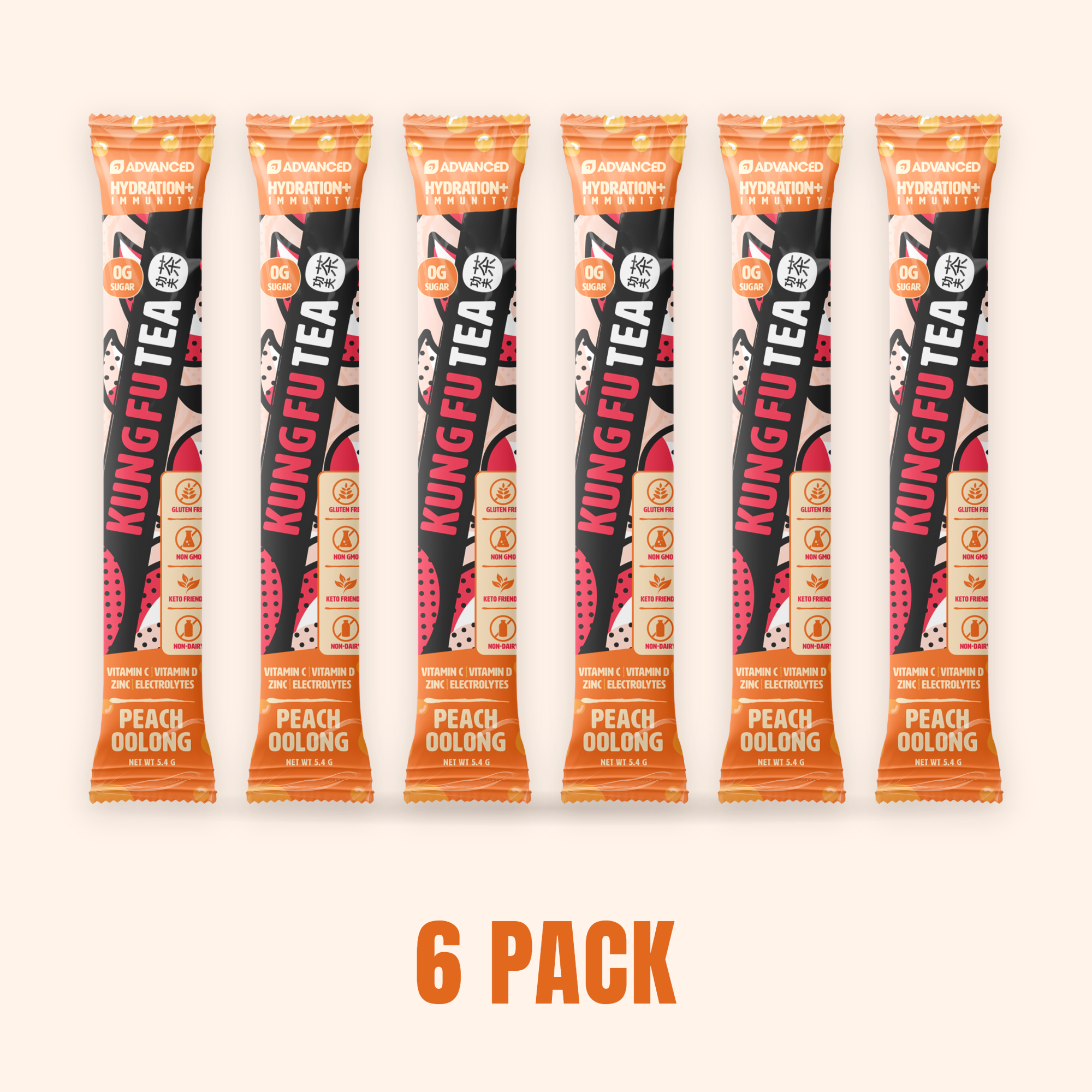 Kung Fu Tea Peach Oolong - 6 Stick Packs